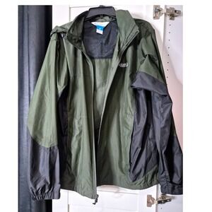 Columbia Field Gear Hooded Lightweight Jacket Green Black Mens Size L